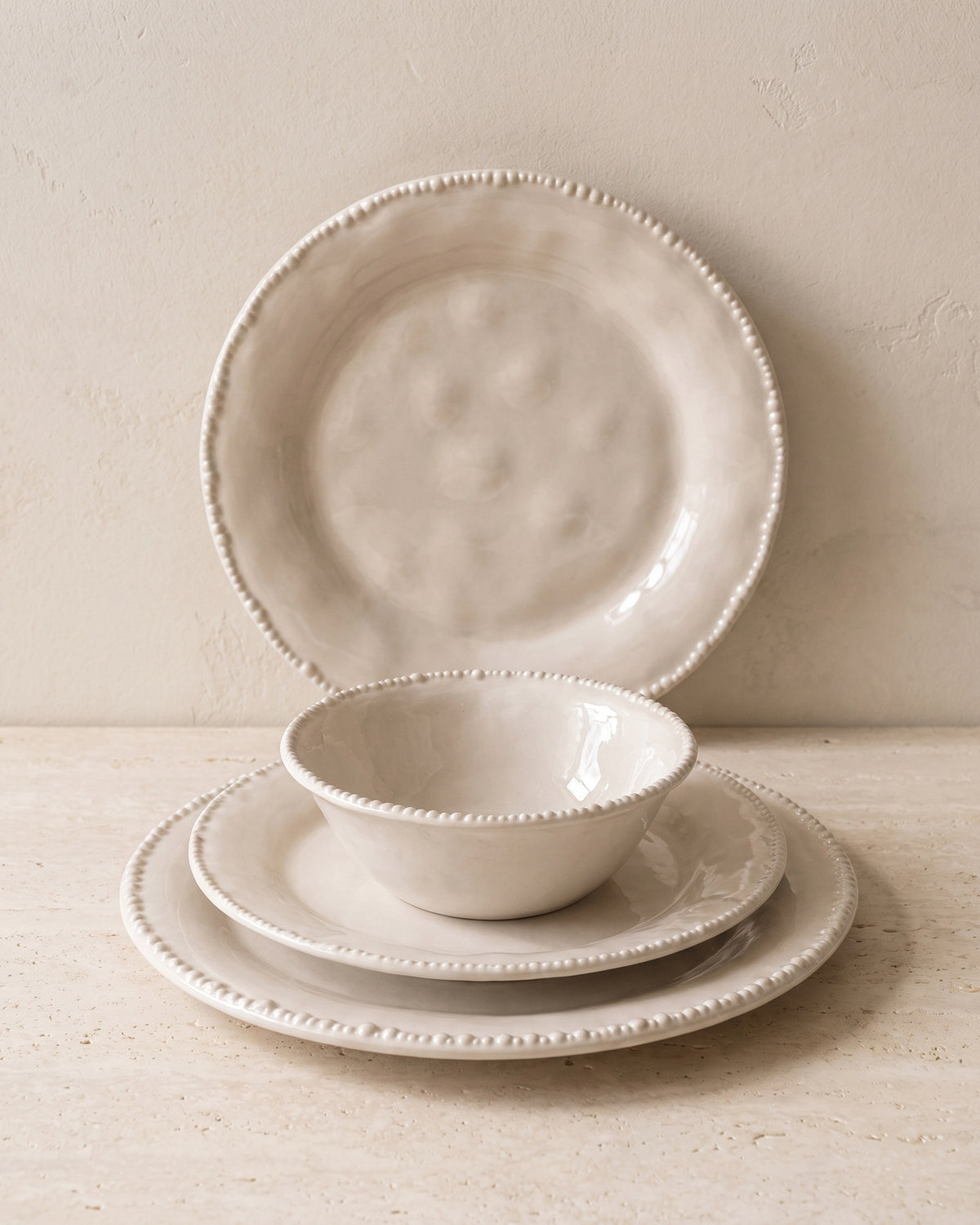 Pearly Geschirr-Set, 24-teilig für 6 Personen – Beige