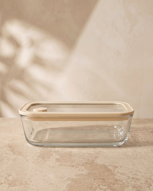 Frischhaltedose rechteckig | 1170 ml | Beige-transparent