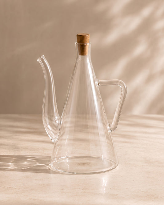 Soledo borosilicaat glazen oliefles met acacia dop | 585 ml