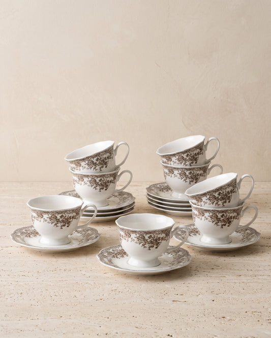Vintage koffieset Bruin 12-delig