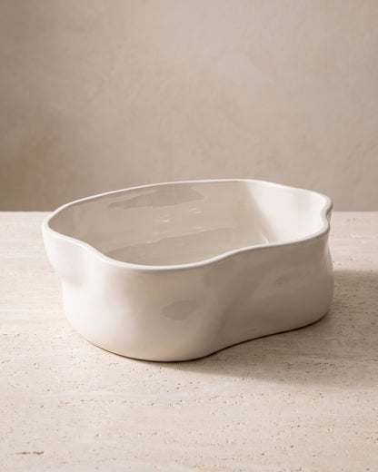Nordic - Keramieken Wave Schaal - Créme - 2240 ml
