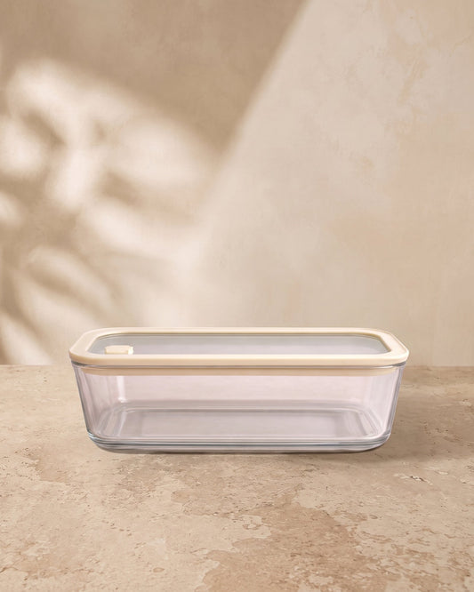 Frischhaltedose rechteckig | 1940ml | Beige-transparent