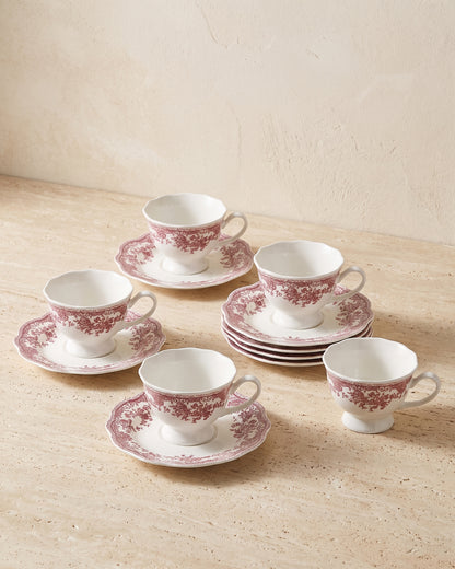 Vintage koffieset Rood 12-delig
