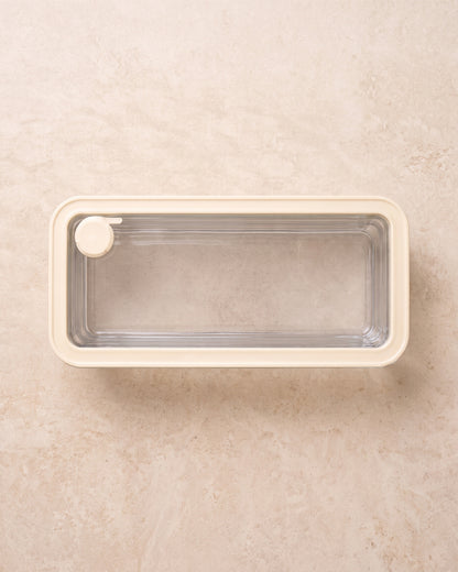Frischhaltedose Flach Lang | 1400ml | Beige-transparent