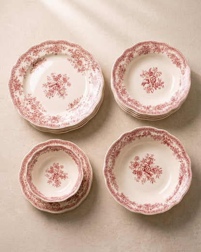 Vintage - Geschirrset - 25-teilig - Rot