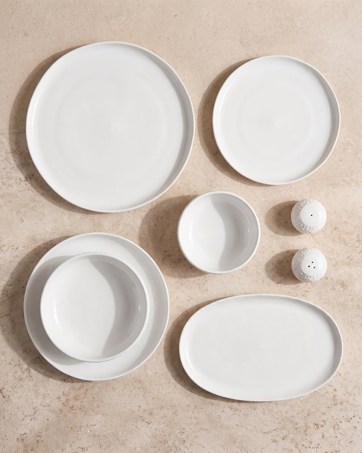 Barles Stone Dinerset | wit-taupe | 6 persoons
