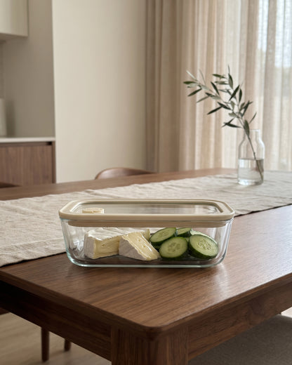 Vershoudbak rechthoekig |  610 ml | Beige-transparant
