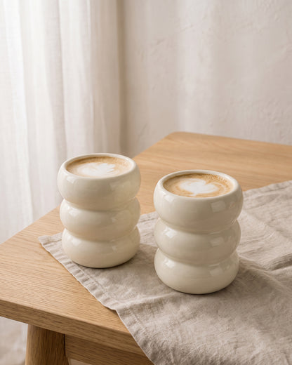 Wave Bubble Tasse - Creme - 2 Stück - 400ml