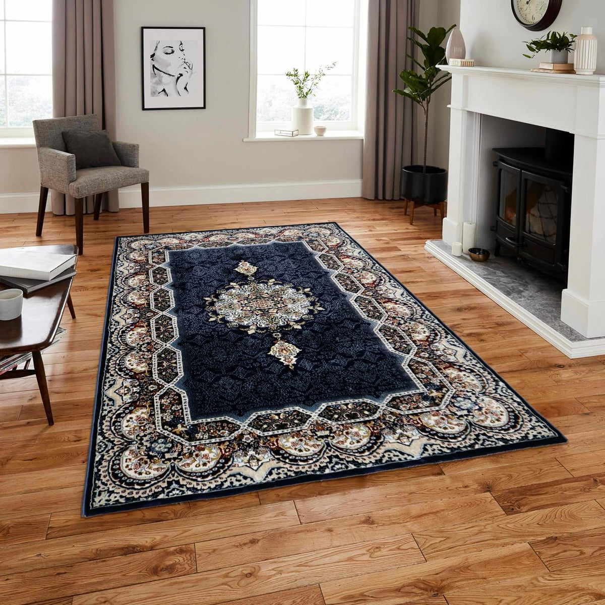 Darvesh Midnight Blue Vloerkleed